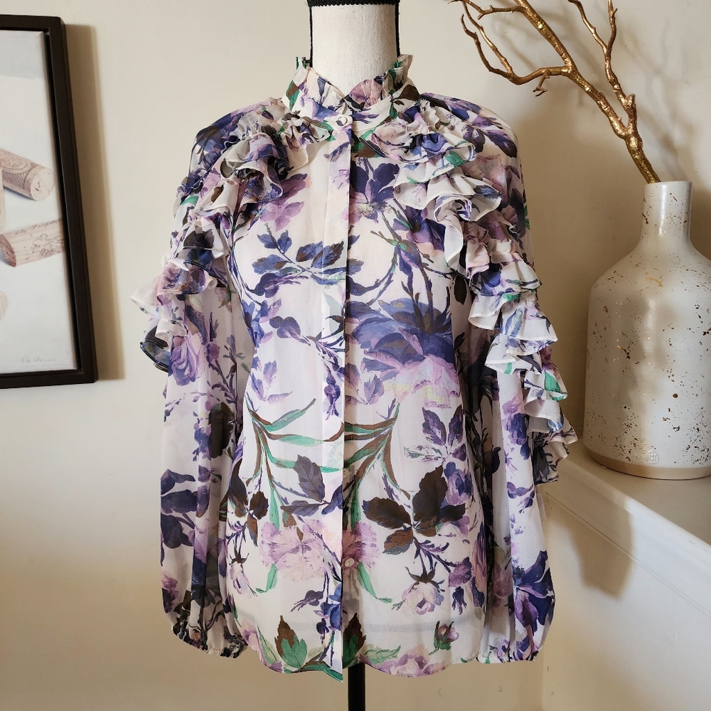 đ„Kobi Halperin Ruffled Phoenix Blouse - Picture 3 of 17